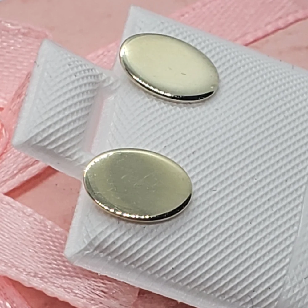 Sterling Silver 925 Gold Plated Flat Oval Stud Earrings